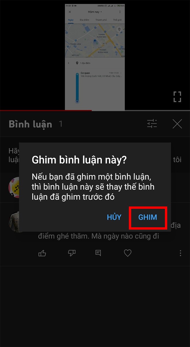 Nhấn vào biểu tượng 3 chấm và chọn Ghim