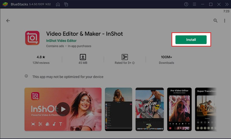 Chọn ứng dụng InShot > Nhấn Install