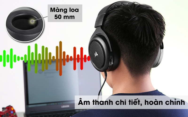 Tai nghe chụp tai Gaming Corsair HS50 PRO Stereo Carbon 