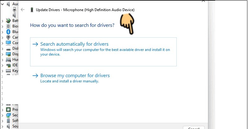 Chọn mục Search automatically for drivers, Browse my computer for drivers