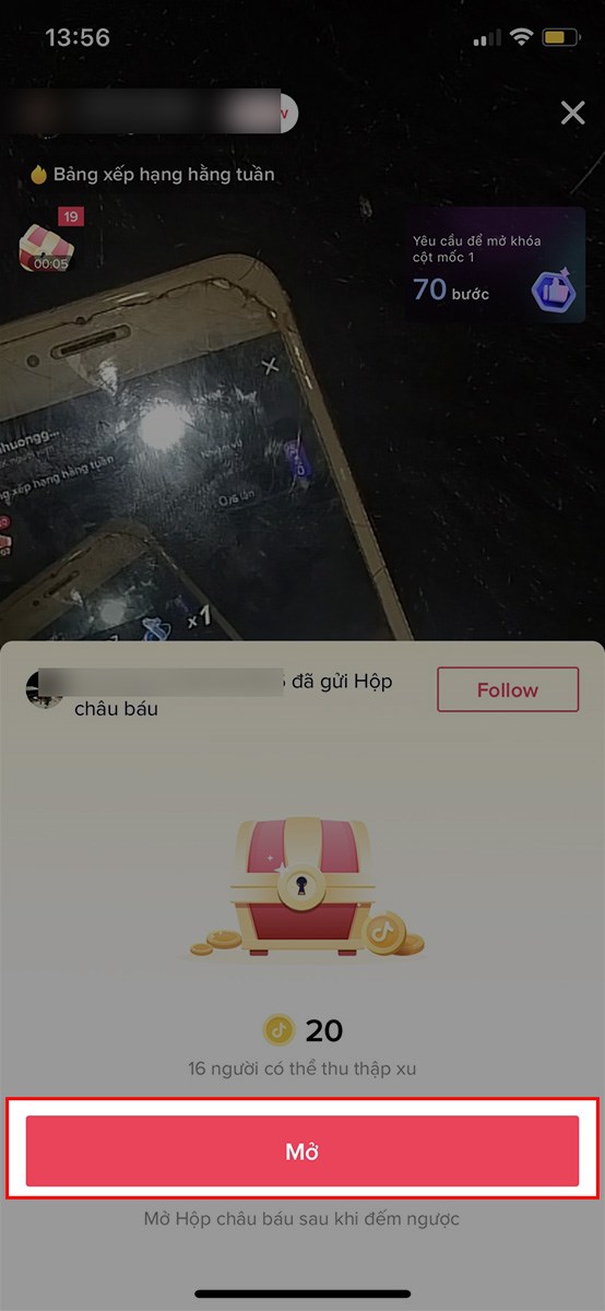 Sau khi hết thời gian đếm ngược, chọn Mở để nhận xu Sau khi hết thời gian đếm ngược, chọn Mở để nhận xu