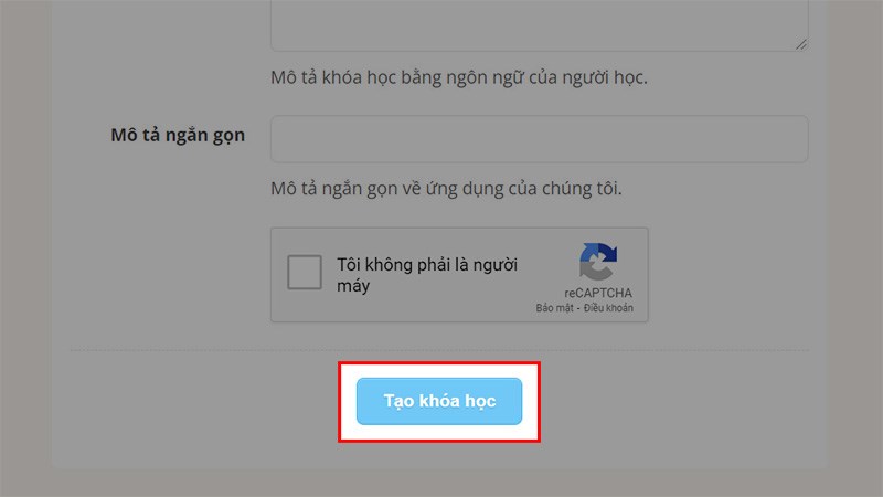 Chọn Tạo kh&oacute;a học