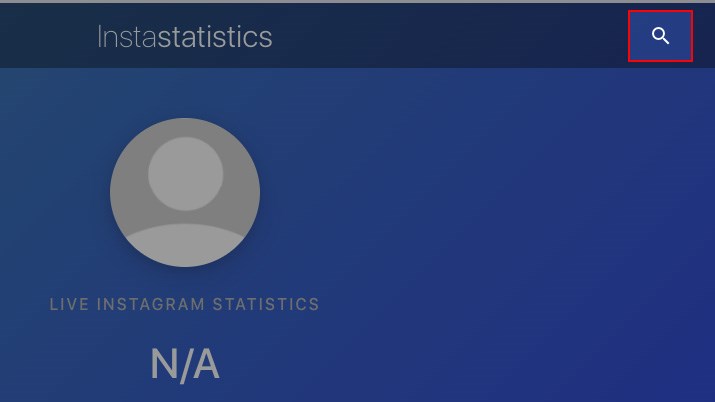 Truy cập trang web instastatistics.com, lựa chọn hình tượng kính lúp