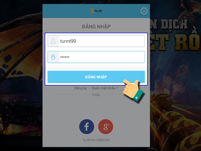 Đăng nhập game Tập k&iacute;ch với mật khẩu mới