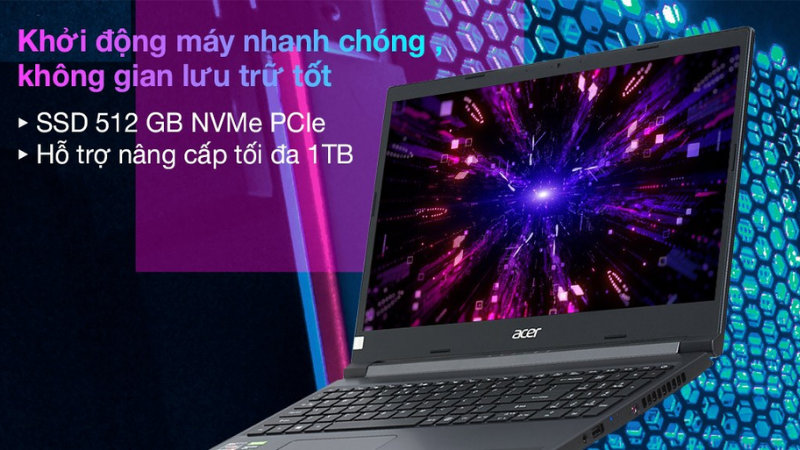 Sức mạnh của ổ cứng SSD 512 GB m&agrave; Acer Aspire 7 Gaming A715 sở hữu