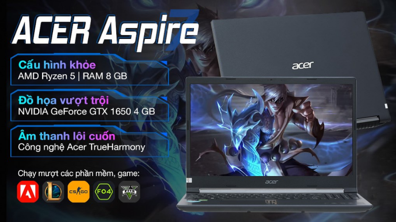 Các điểm nổi bật thu hút của Acer Aspire 7 Gaming A715 42G R6ZR R5