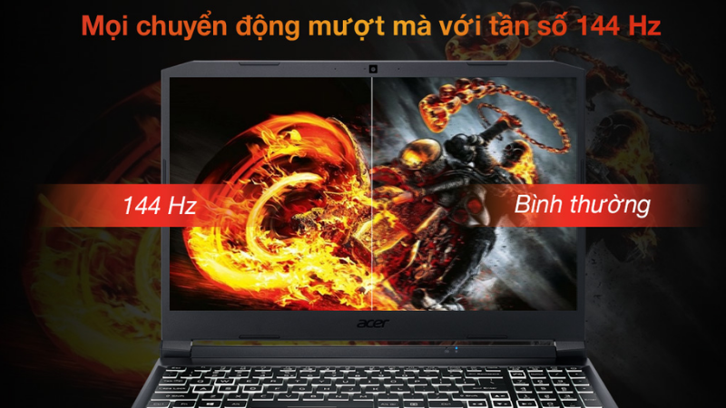 Laptop Acer Nitro 5 Gaming AN515 57 727J i7 với tần số 144 Hz mang lại hình ảnh sắc nét trong từng khung hình