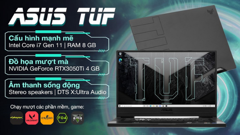 Trải nghiệm game mượt mà, đồ hoạ sắc nét của Asus TUF Gaming FX516PE i7