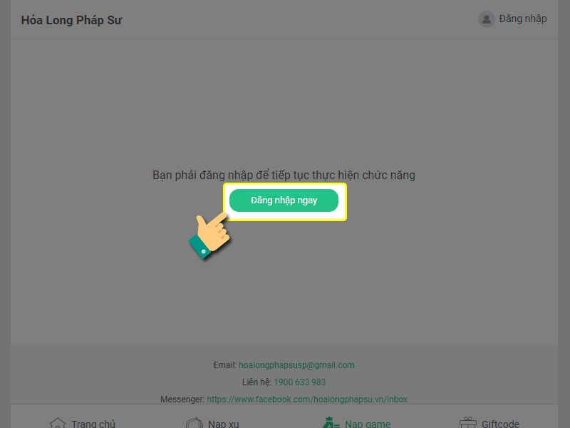Chọn đăng nhập tài khoản