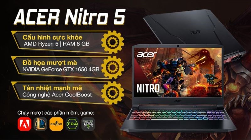 Laptop Acer Nitro 5 Gaming AN515 45 R6EV R5 5600H