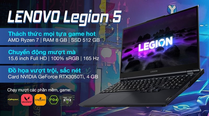 Laptop Lenovo Gaming Legion 5 15ACH6 R7 5800H