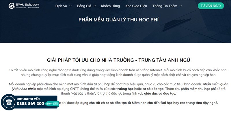 EPAL Solution: Phần mềm quản l&yacute; thu học ph&iacute; chuy&ecirc;n nghiệp