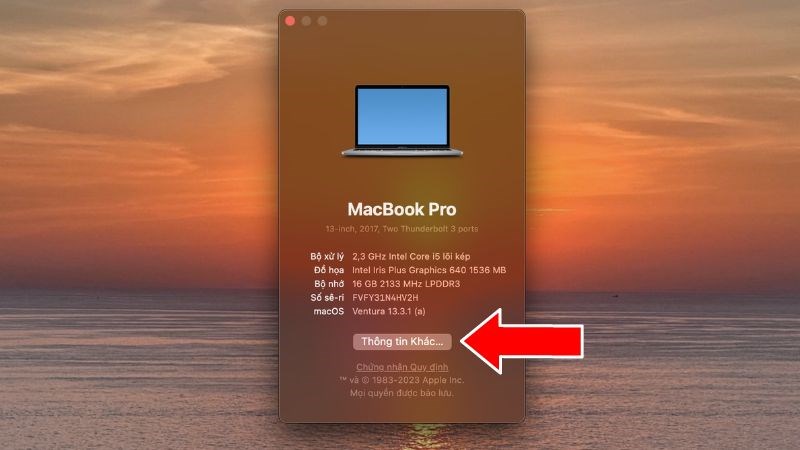 C&aacute;c th&ocirc;ng tin phần cứng Macbook