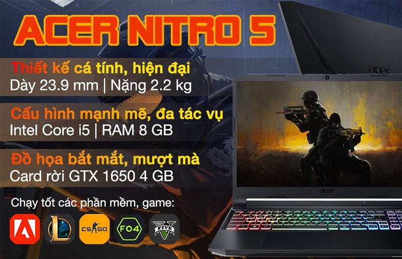 Laptop Acer Nitro 5 Gaming AN515 57 5669 i5