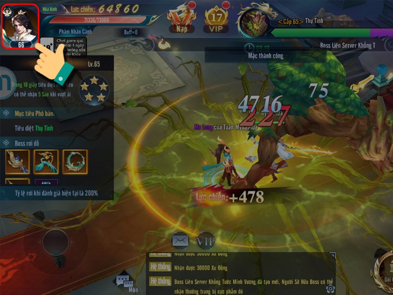 Nhấn v&agrave;o biểu tượng avartar