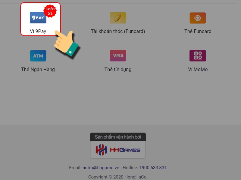 Nạp bằng v&iacute; 9Pay