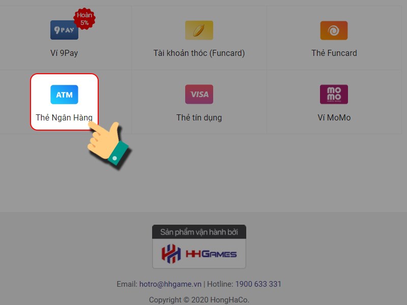 Nạp bằng t&agrave;i khoản ng&acirc;n h&agrave;ng