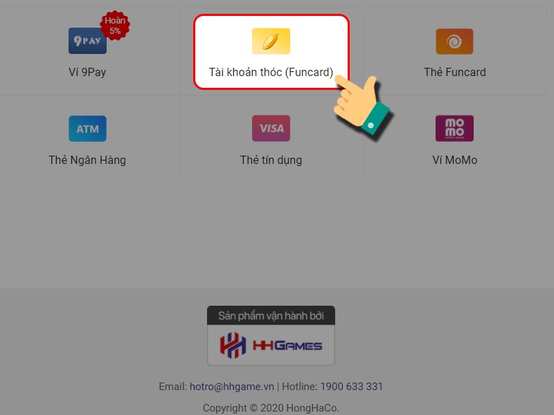 Nạp bằng t&agrave;i khoản th&oacute;c