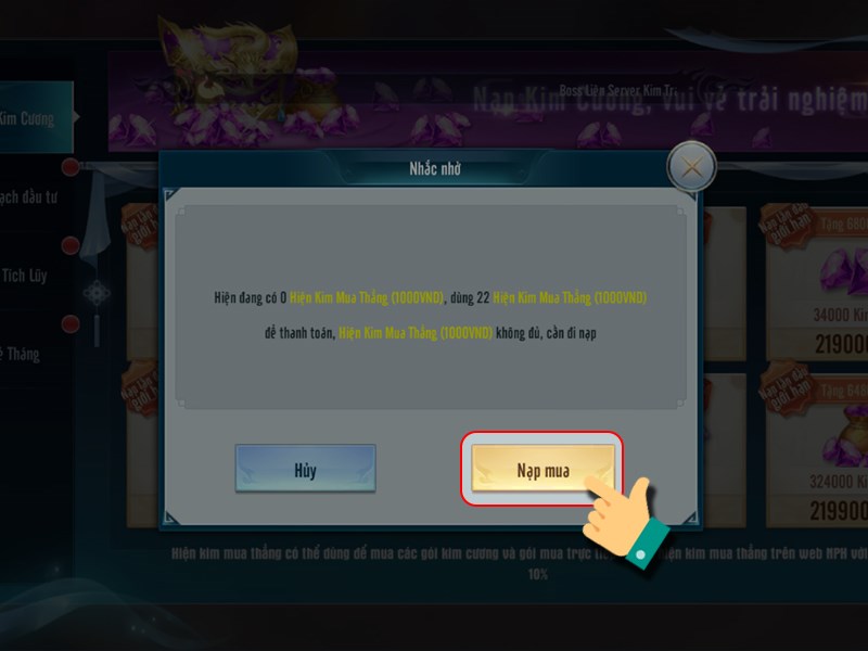 Nhấn Nạp mua