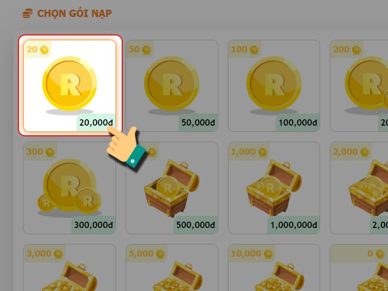 Chọn gói nạp