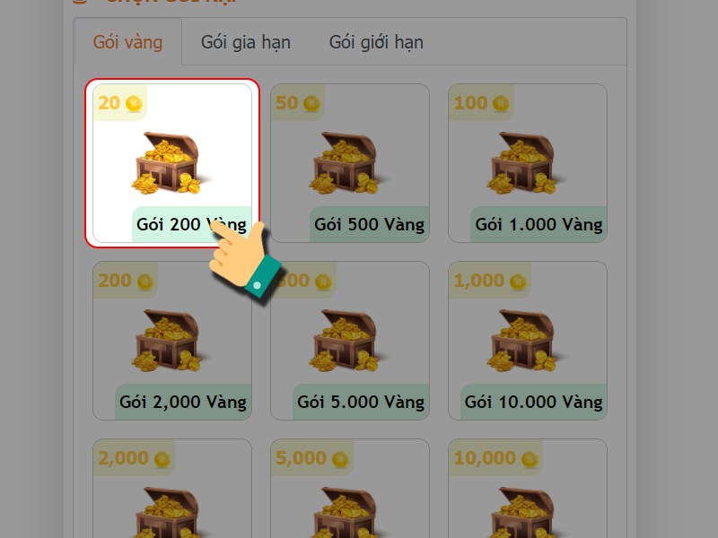 Chọn gói nạp