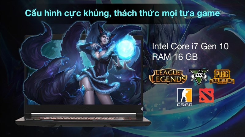 Cấu h&igrave;nh laptop MSI Gaming GF65 10UE i7 10750H (228VN)