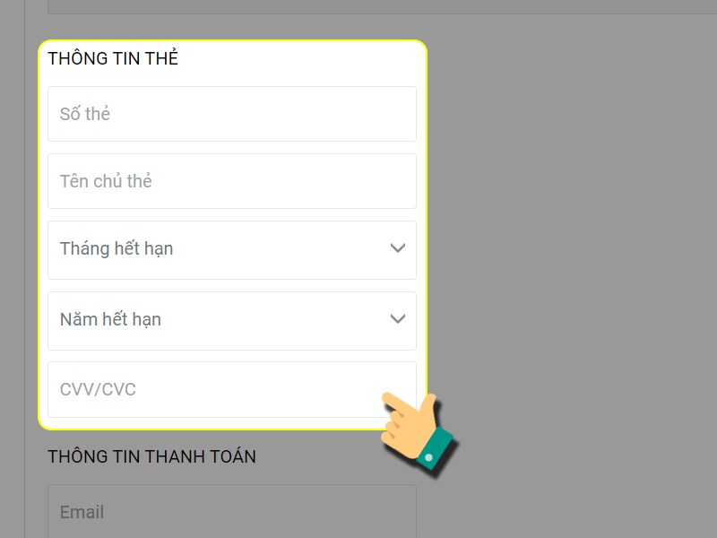 Nhập th&ocirc;ng tin thẻ