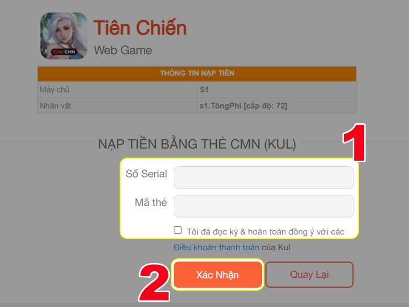 Nhập th&ocirc;ng tin để thanh to&aacute;n