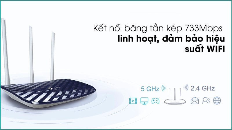 Router Wifi Chuẩn AC750 Băng Tần K&eacute;p TP-Link Archer C20 