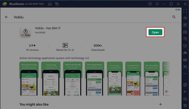 Sau khi cài đặt xong VioEdu cho máy tính > Chọn Open Sau khi cài đặt xong VioEdu cho máy tính > Chọn Open