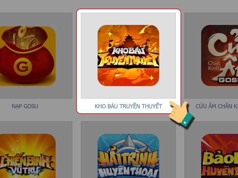 Chọn game Kho B&aacute;u Truyền Thuyết