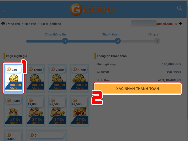 Chọn g&oacute;i nạp