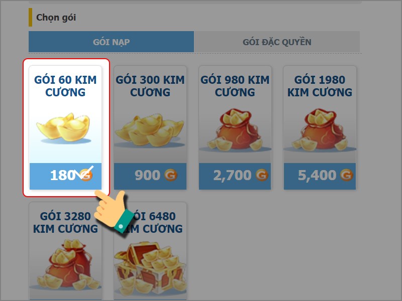 Chọn g&oacute;i nạp