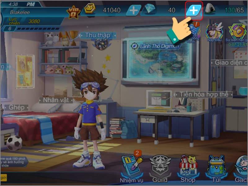 Nhấn v&agrave;o biểu tượng dấu +