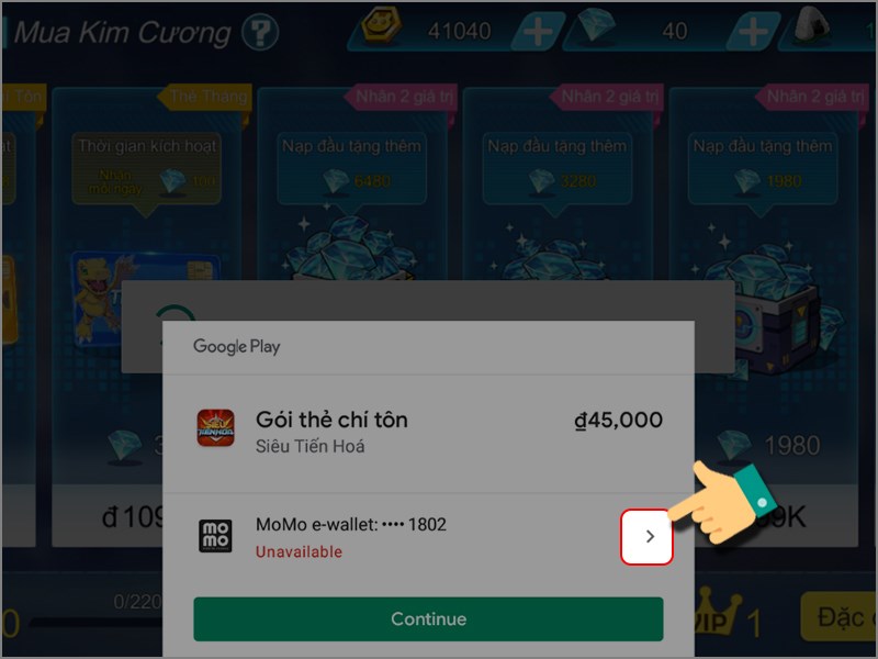 Nhấn v&agrave;o biểu tượng mũi t&ecirc;n