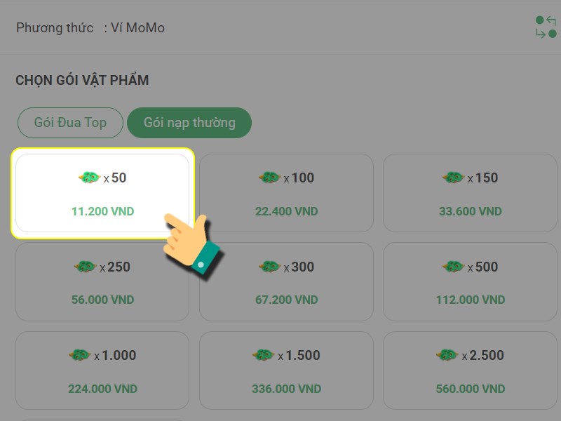 Chọn g&oacute;i nạp