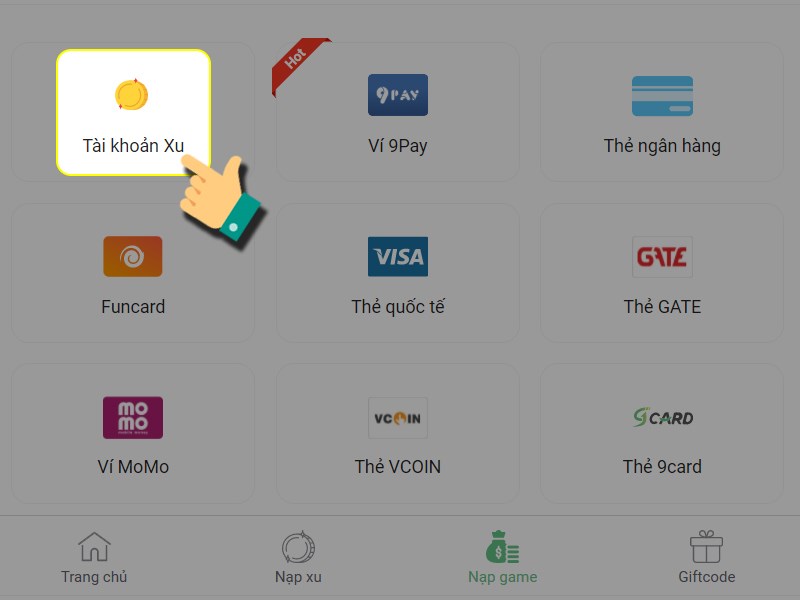 Nạp bằng Xu