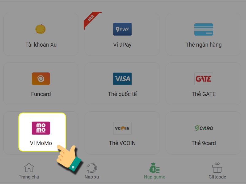 Nạp bằng MoMo