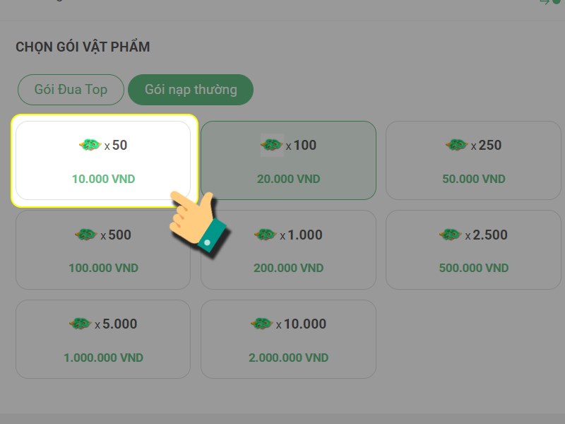 Chọn g&oacute;i nạp