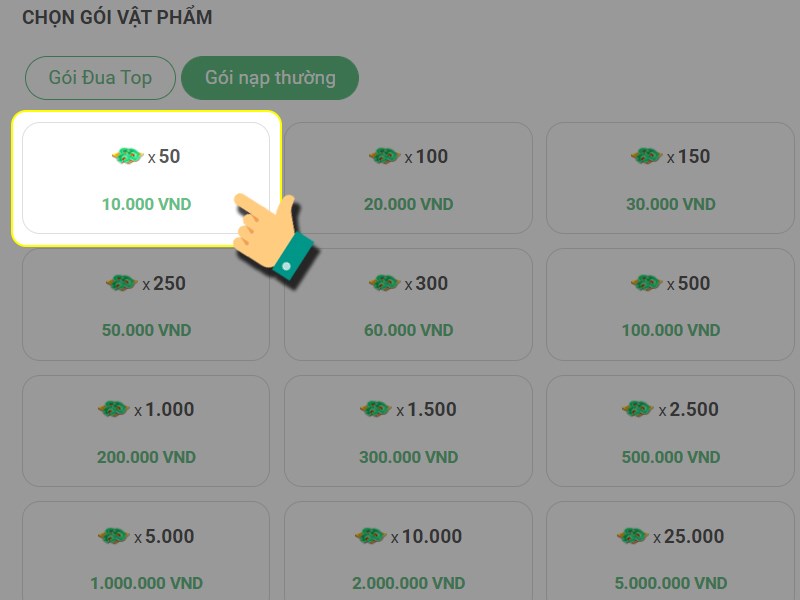 Chọn g&oacute;i nạp