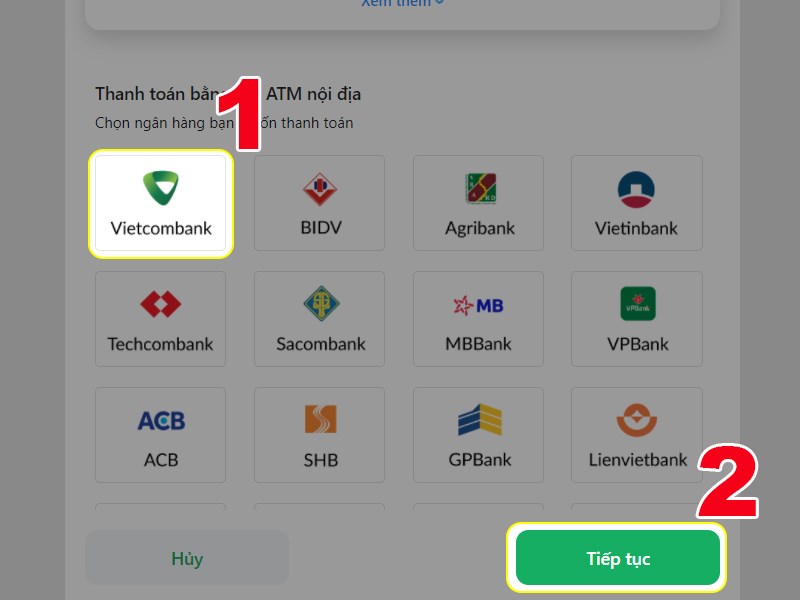 Chọn ng&acirc;n h&agrave;ng