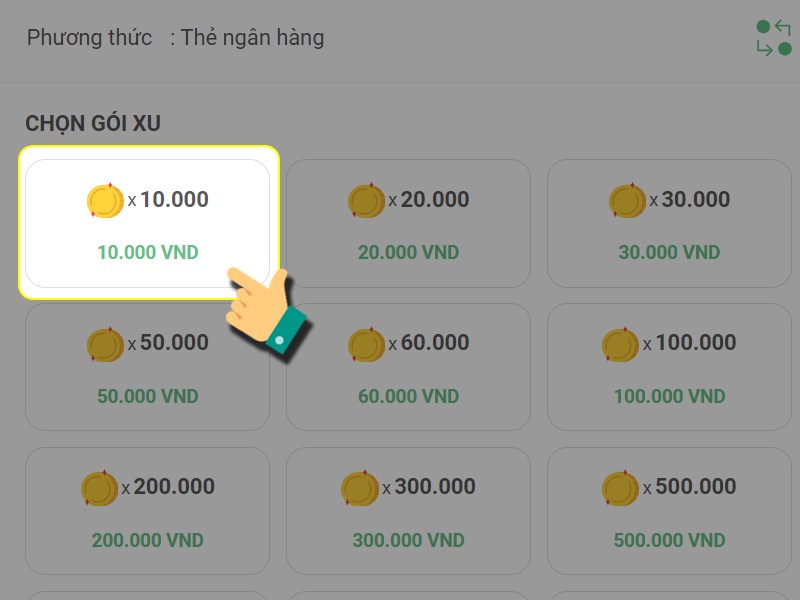 Chọn g&oacute;i nạp
