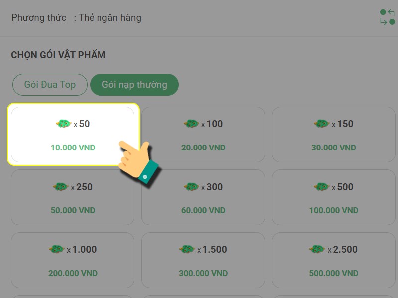 Chọn g&oacute;i nạp