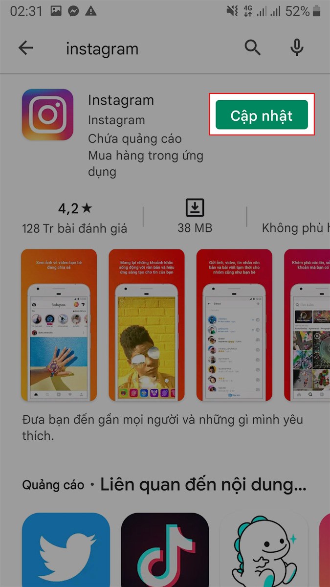 Chọn Cập nhật