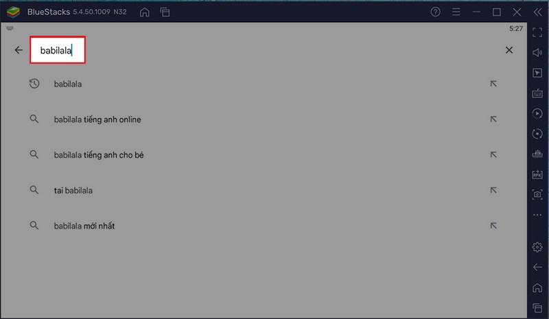 Nhập Babilala vào khung tìm kiếm