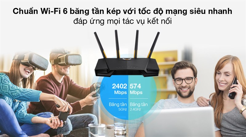 Bộ Phát Sóng Wifi Router Chuẩn Wifi 6 AX3000 Asus TUF-AX3000 Gigabit 
