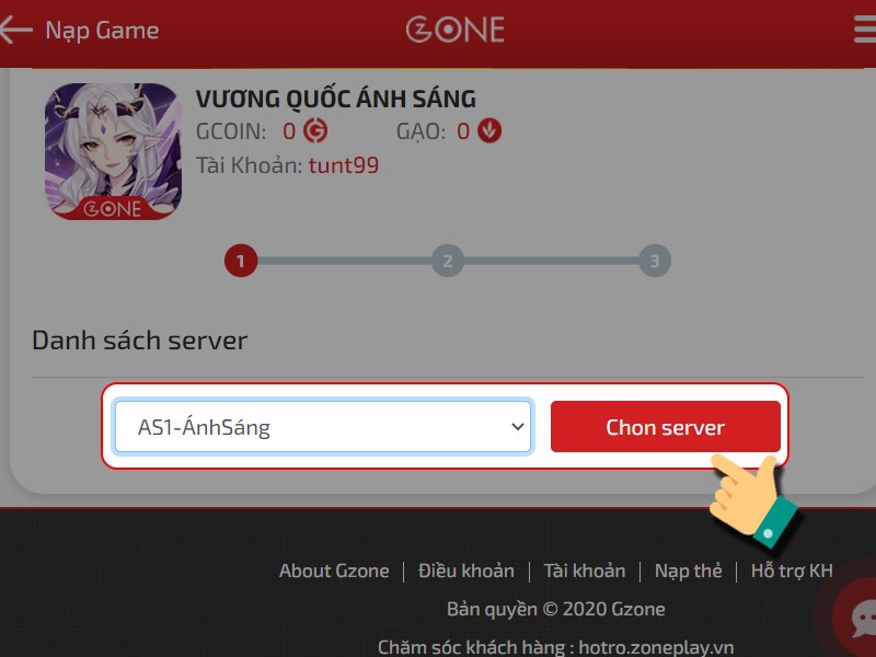 Chọn server