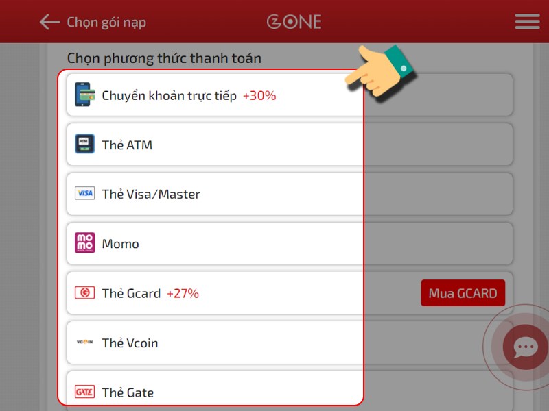 Chọn cách thanh toán