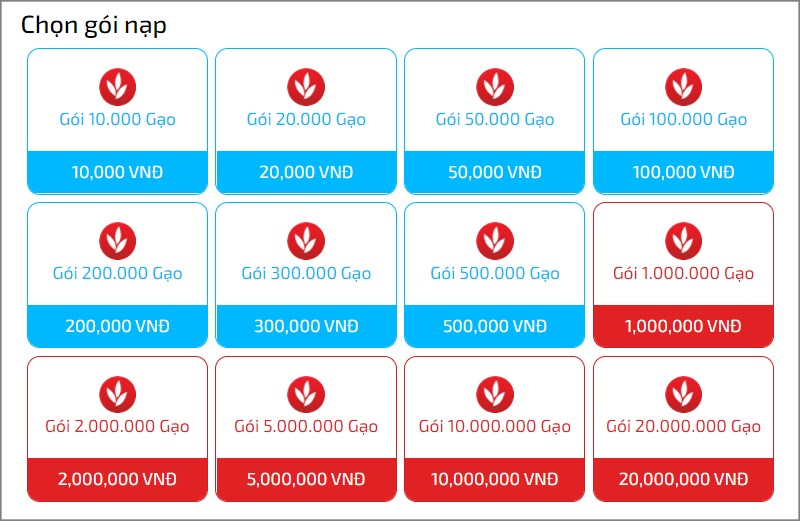 Tỷ lệ nạp GCoin