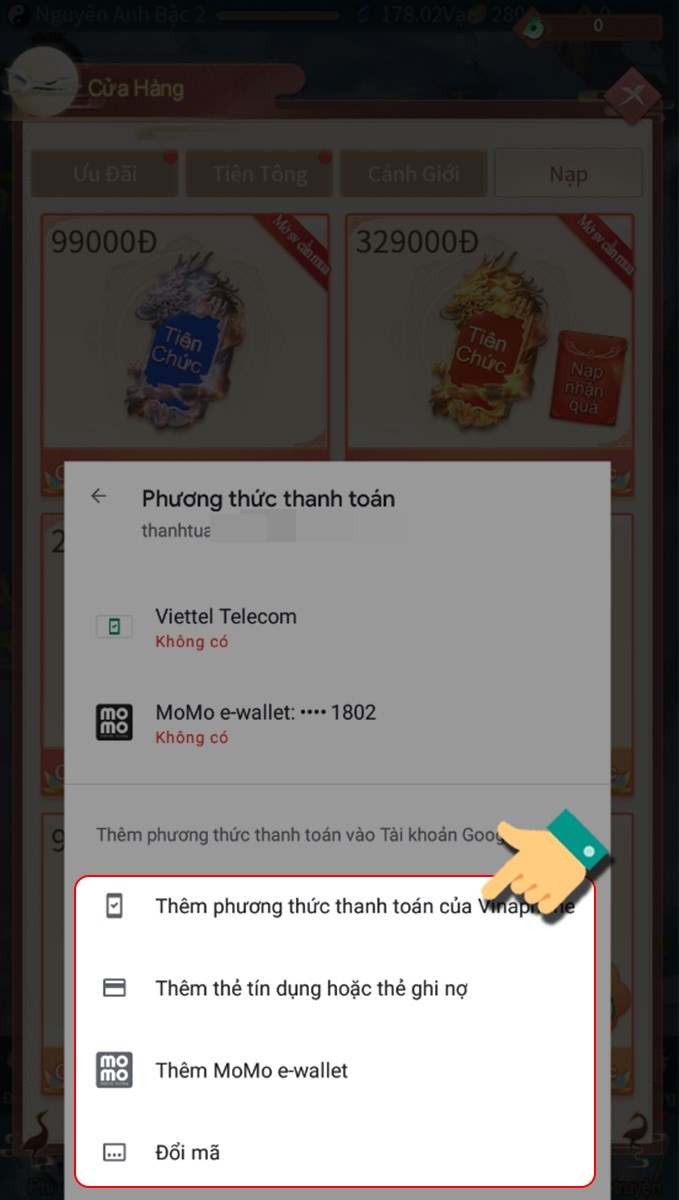 Chọn phương thức thanh toán Chọn phương thức thanh toán